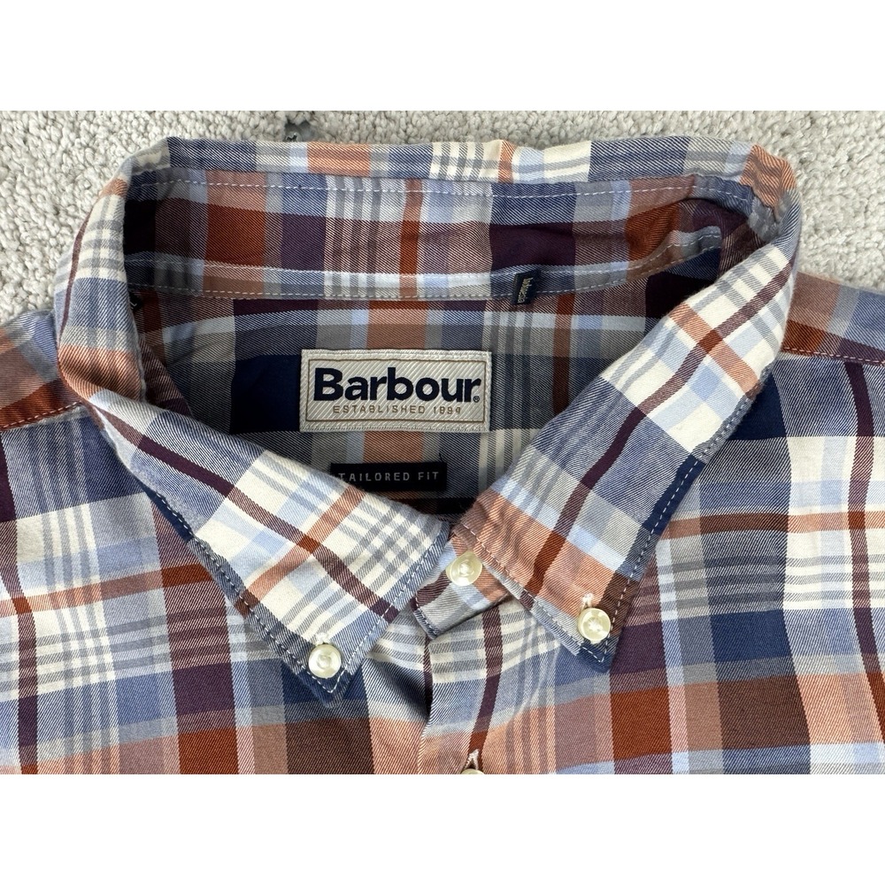 Barbour Plaid Button Down Shirt Blue Red White ~ Long Sleeve Mens XL ~ Pocket - Picture 3 of 16